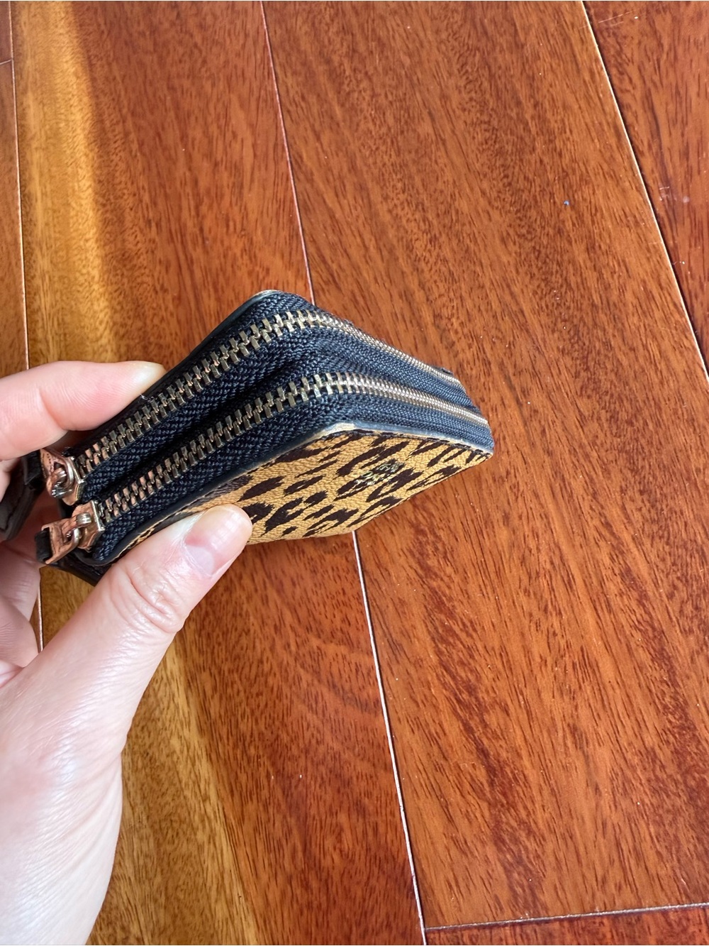 Coach Leopard Print Double-Zipper Compact Wallet - Picture 14 of 17